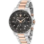 Maserati Herreur R8873640021 Sfida Sort/Rosaguldtonet stål Ø44 mm