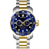 Invicta Herreur 45724 Pro Diver Blå/Gul guldtonet stål Ø48 mm