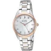 Bulova Dameur 98P183 Diamond Hvid/Rosaguldtonet stål Ø31 mm