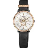 Versace Dameur VE8102919 V Circle Sølvfarvet/Læder Ø38 mm