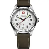 Wenger Herreur 01.0541.120 Terragraph Sølvfarvet/Læder Ø43 mm