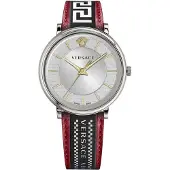 Versace Herreur VE5A01421 V Circle Sølvfarvet/Læder Ø42 mm