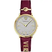 Versace Dameur VE8104322 V Circle Sølvfarvet/Læder Ø38 mm