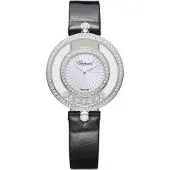Chopard Dameur 209426-1201 Happy Diamonds Sølvfarvet/Læder Ø32 mm