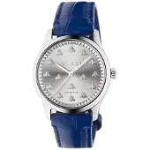 Gucci YA1264214 G-Timeless Sølvfarvet/Læder Ø38 mm