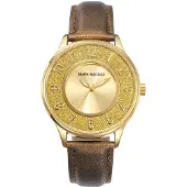 Mark Maddox Herreur MC0013-25 Classic Guldfarvet/Læder Ø38 mm