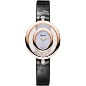 Chopard Dameur 204305-5301 Happy Diamonds Hvid/Læder Ø25.8 mm