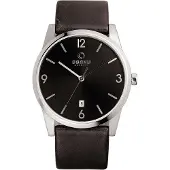Obaku Herreur V169GDCBRB Sten Sort/Læder Ø41 mm