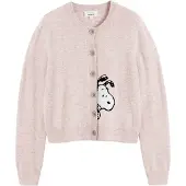 Chinti & Parker Cardigan 'Sneeky Snoopy' pink-meleret / sort / hvid