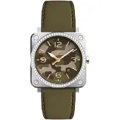 Bell & ross BRS-CK-ST-LGD/SCA Br S Quartz Flerfarvet/Læder