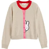 Chinti & Parker Cardigan 'Miffy Peek' beige / pink / rød / hvid