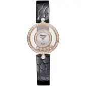 Chopard Dameur 203957-5214 Happy Diamonds Hvid/Læder Ø25.8 mm