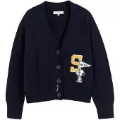 Chinti & Parker Cardigan 'Snoopy Varsity' navy / gul / sort / hvid