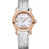 Chopard Dameur 274893-5009 Happy Sport Hvid/Læder Ø30 mm