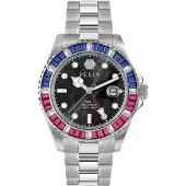 Philipp Plein Herreur PWPZA0124 Challenger Sort/Stål Ø44 mm