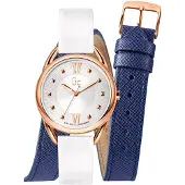 GUESS Dameur Y13002L1 Sølvfarvet/Læder Ø32 mm