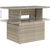 vidaXL Havebord 100x55x73 Cm Polyrattan Og Akacie - Lysegrå / Glas