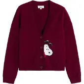 Chinti & Parker Cardigan 'Snoopy Peekabow' bordeaux / sort / hvid