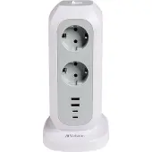 Verbatim EUPT-01 EU Power Tower strømskinne 11xAC 2xUSB 2xUSB-C