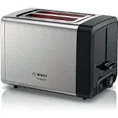 Bosch DesignLine TAT4P420 - Brødrister - 2 skive - 2 Holdere - rustfrit stål/sort