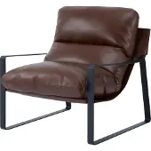 Vevor Accentstol, Moderne PU-læderlænestol, Hyggelig polstret stol, med blød skumpude, robust metalramme og aftagelig hynde, til stue, soveværelse, læsestue, kontor, Brun