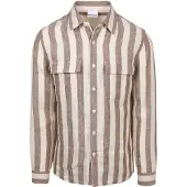 Supply & Co Suppy & Co Poo Overshirt Stribet Beige Brun måe