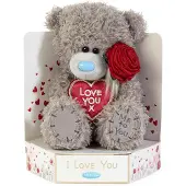 Carte Blanche Teddy bjørn Love You x med rose 18 cm