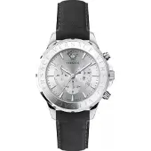 Versace Herreur VEV601223 Signature Sølvfarvet/Læder Ø44 mm