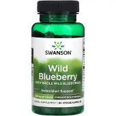 Swanson Health , Vild Blåbær med hele Vilde Blåbær, 250 mg, 90 Veggie Capsuler