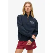 Superdry Superdrytil kvinder. W2012541A Athletic Essential-sweatshirt med halv lynlås, marineblå (XL), Casual, Bomuld