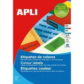 APLI farvede etiketter , 70x37 mm, afrundede, grøn, 20 ark
