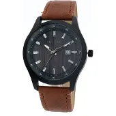 Excellanc Herreur 44 mm – sort med brun kunstlæderrem