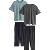 Next Pyjamas lang antracit / mørkegrå / jade / gran