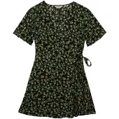 Superdry Superdrytil kvinder. W8012086A Mini Swing Wrap Dress sort (S), Casual, Viscose, Korte ærmer
