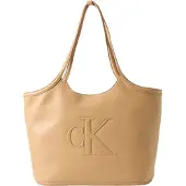 Calvin Klein Shopper 'Contrast Monogram Tote' cappuccino