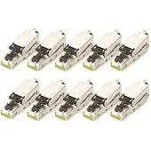 Digitus - Netværk-konnektor - RJ-45 (han) - STP - 5 - 9 mm - CAT 6a - IEEE 802.3at - støvhette, 10 Gigabit Ethernet, PROFINET (pakke med 10)
