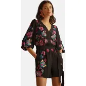 Love & roses Jumpsuit petroleum / orange / pink / sort
