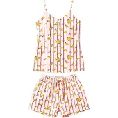 Gisela Pyjamas orange / rød / offwhite