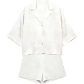 Gisela Shorts&shirt Satin Jacquard Fabric Pyjamas Med 3/4 ærmer
