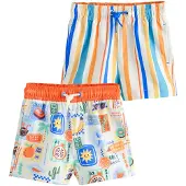 Next Badeshorts blå / pastelgrøn / lyseorange / naturhvid