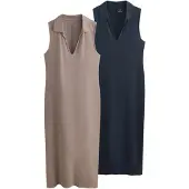The Set Kjole navy / taupe