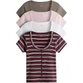 The Set Cardigan mørkebeige / lyserød / burgunder / hvid