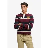 Superdry Double Emblem Stripe Rugby Polo Med Lange ærmer