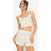 LASCANA Shorty ecru / blå / rød