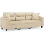 vidaXL 2-Personers Sofa Med Puder Mikrofiberstof - 180 cm / Creme