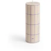 HAY Column Candle bloklys medium 20 cm Off white-blue grid check