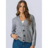 TeeShoppen Cardigan ' Knitted Cardigan ' grå