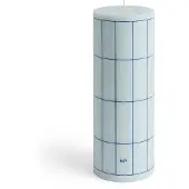 HAY Column Candle bloklys large 25 cm Light blue-blue grid check
