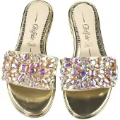Buffalo Pantoletter 'Kira' lyseblå / guld / pink