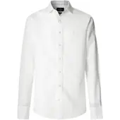 Hackett Londontil mænd. HM3010660 Hvid hørskjorte (S), Casual, Linned, Klassisk, Lange ærmer